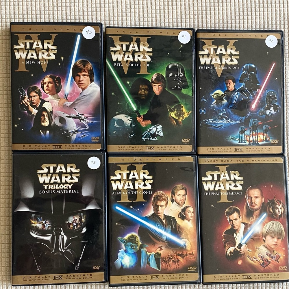 Star Wars Original & Trilogy Bonus DVD Set of 6 - Black & Gold Covers